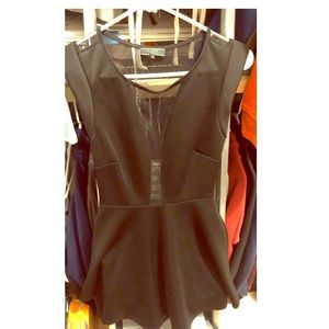 Guess mesh bodice fit and flare dress.